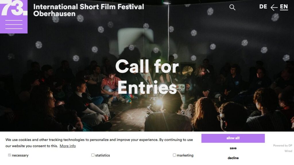 オーバーハウゼン国際短編映画祭 公式サイトのトップページ