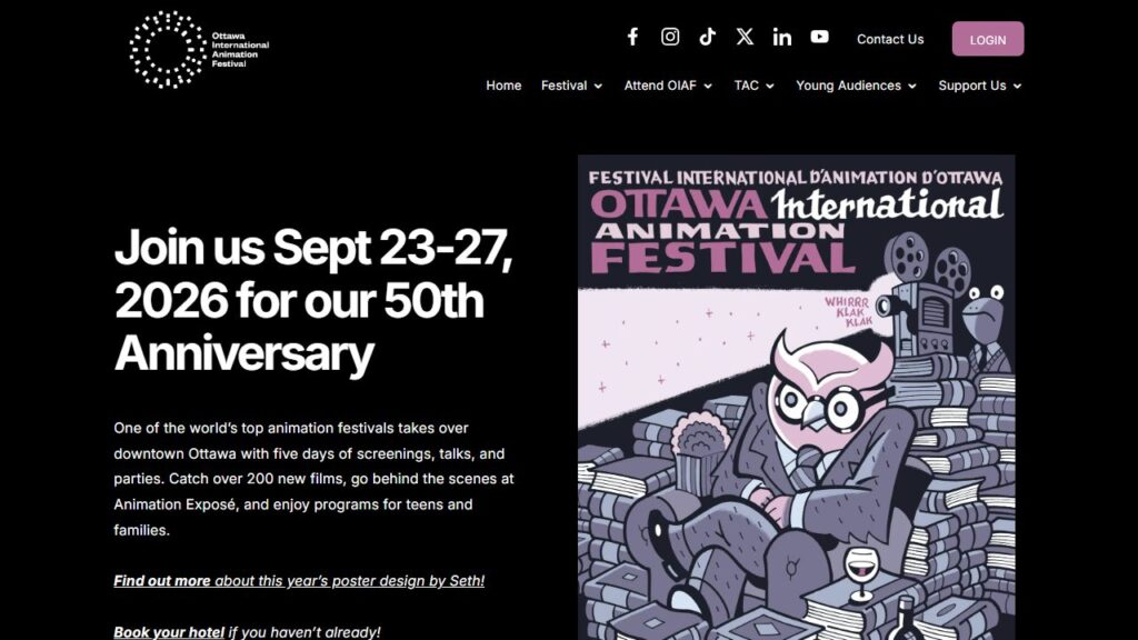 オタワ国際アニメーション映画祭 公式サイトのトップページ