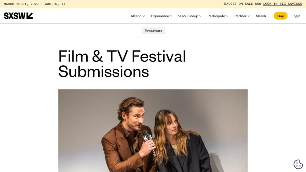 SXSW映画&TV祭 公式サイトのトップページ